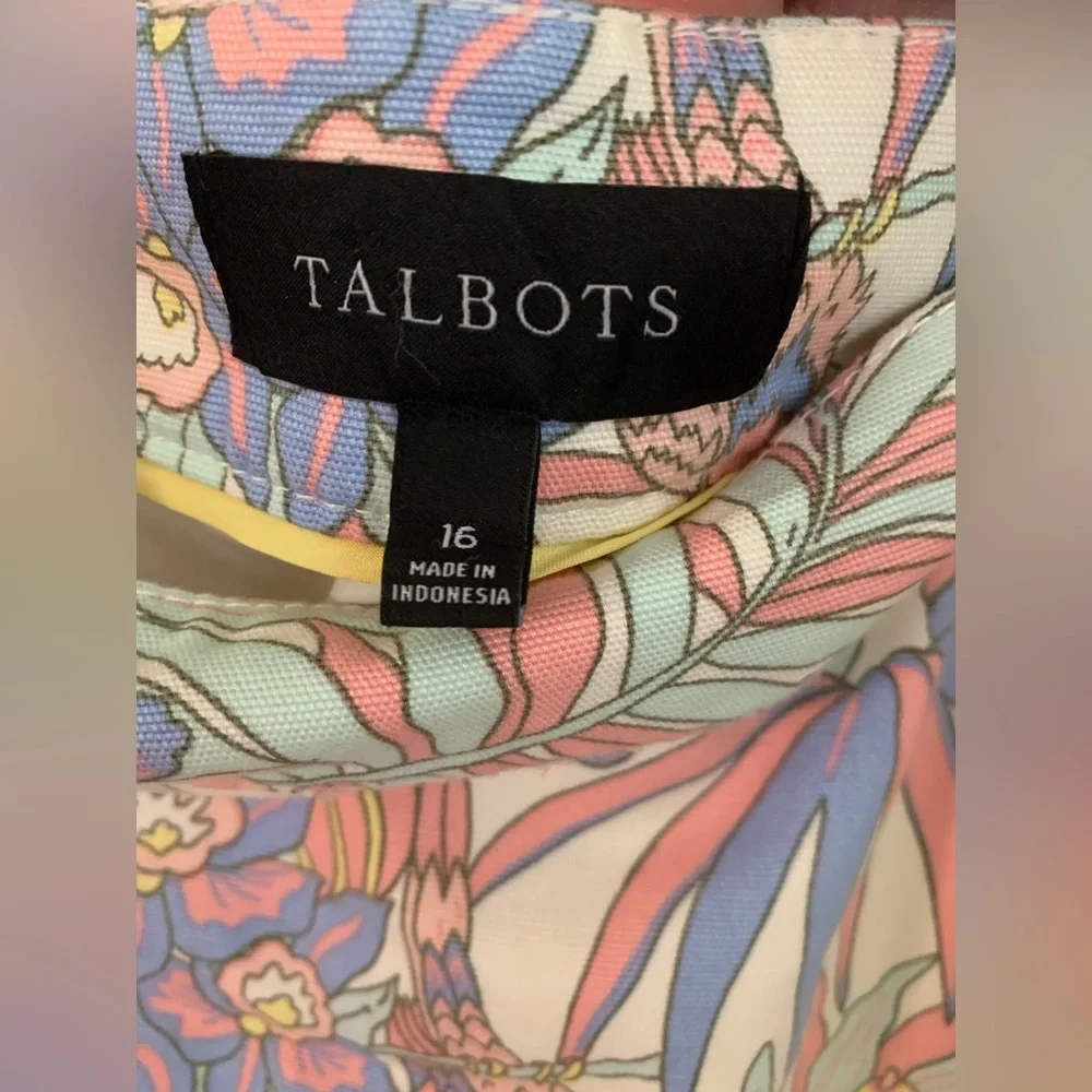 Talbots Pastel Tropical Love Bird Stretch Cotton Skirt 16